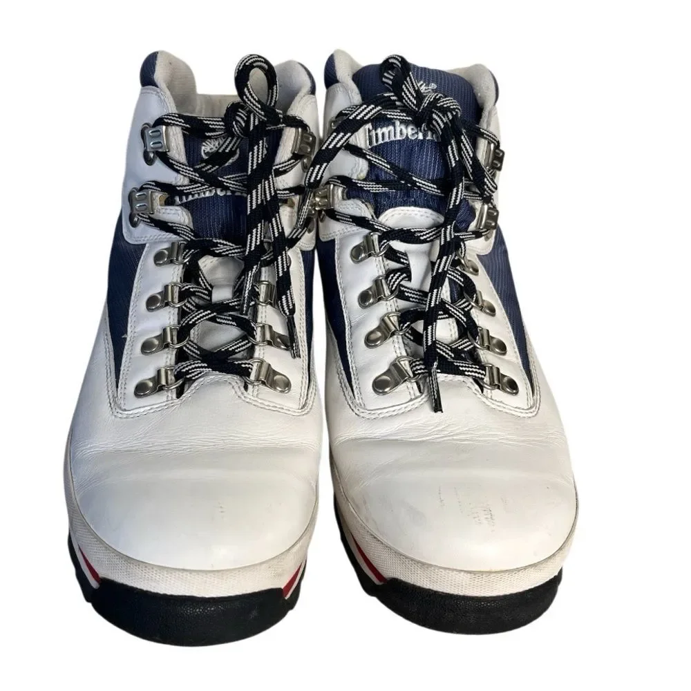 TIMBERLAND Euro Hiking Boots 90s Y2K 56019 White Navy Mens Size 13 VINTAGE